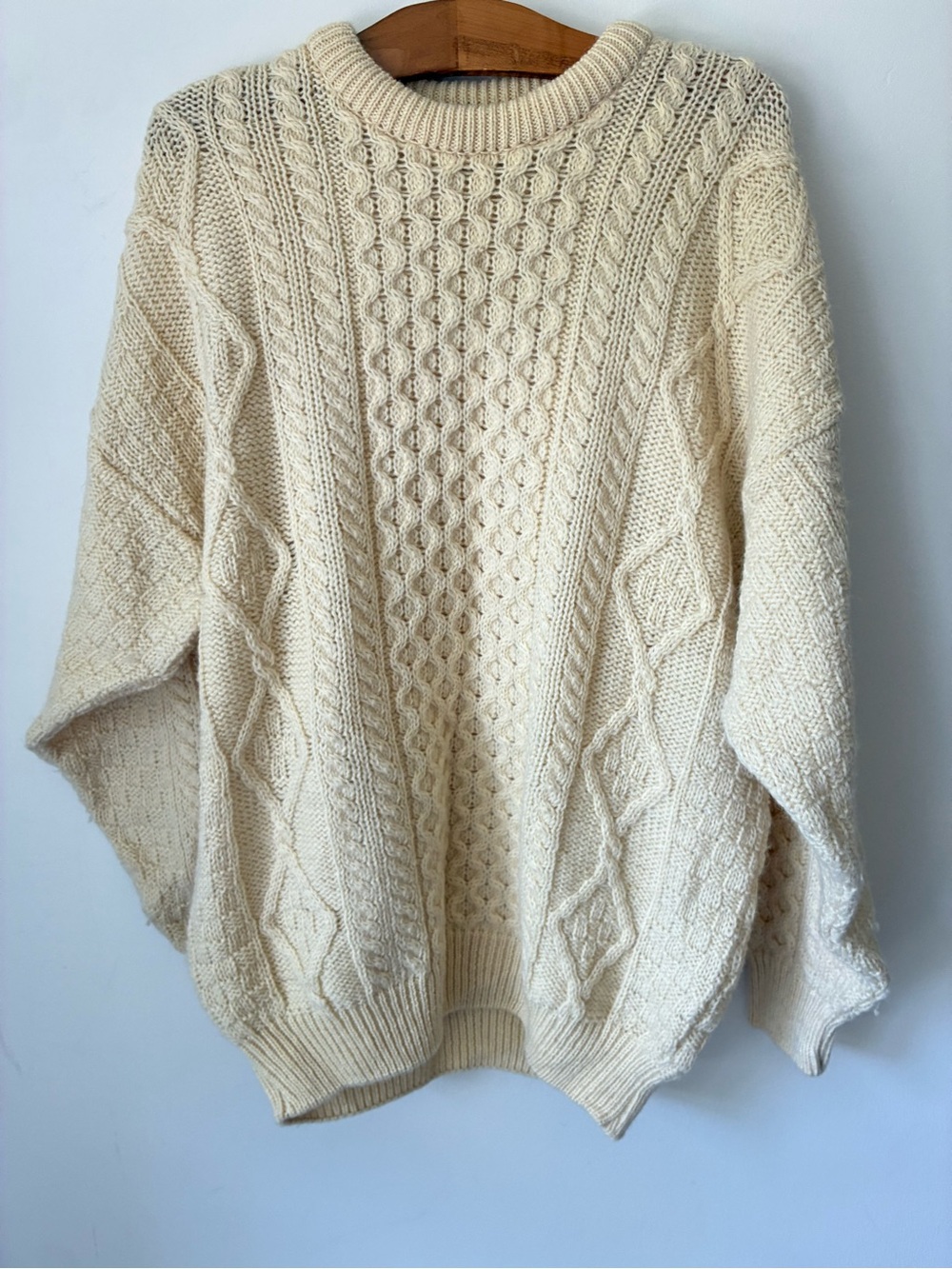 Aran Crafts Ireland Sweater Men’s Large 100% Wool Fishermen Sweater Cable Knit